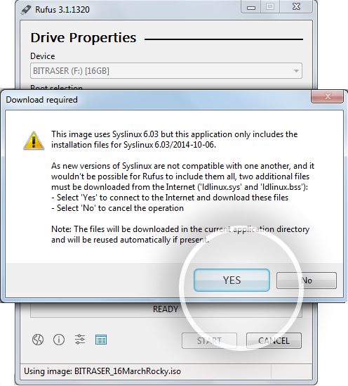 Initiate bootable media creation